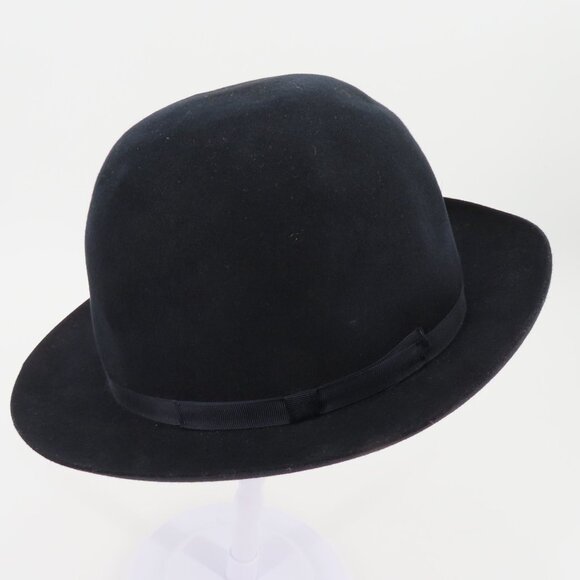 VTG Burberrys Womens Medium M Dark Navy Blue Bowler Derby Hat Made in England main image 11